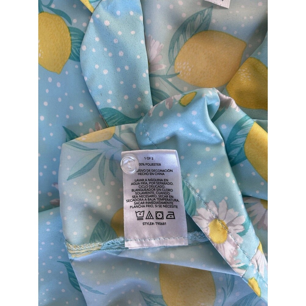 Flora Nikrooz Satin Pajama Set - Lemon & Daisy Print 2pc Shorts Set - Size M - Picture 6 of 8